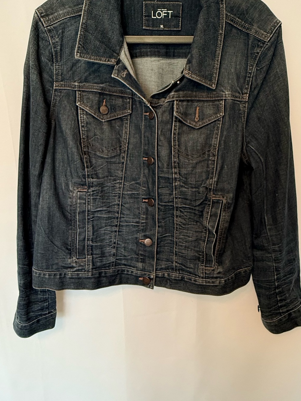 LOFT Dark Blue Wash Denim Jacket, Size XL